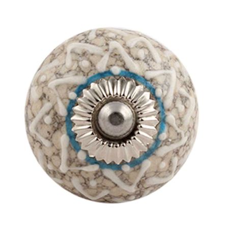 White Embossed Ceramic Crackle Cabinet Knob